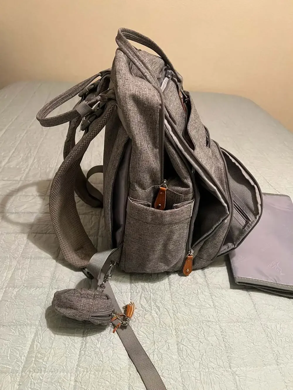 BabbleRoo Diaper Bag Backpack with Changing Pad & Stroller Straps
